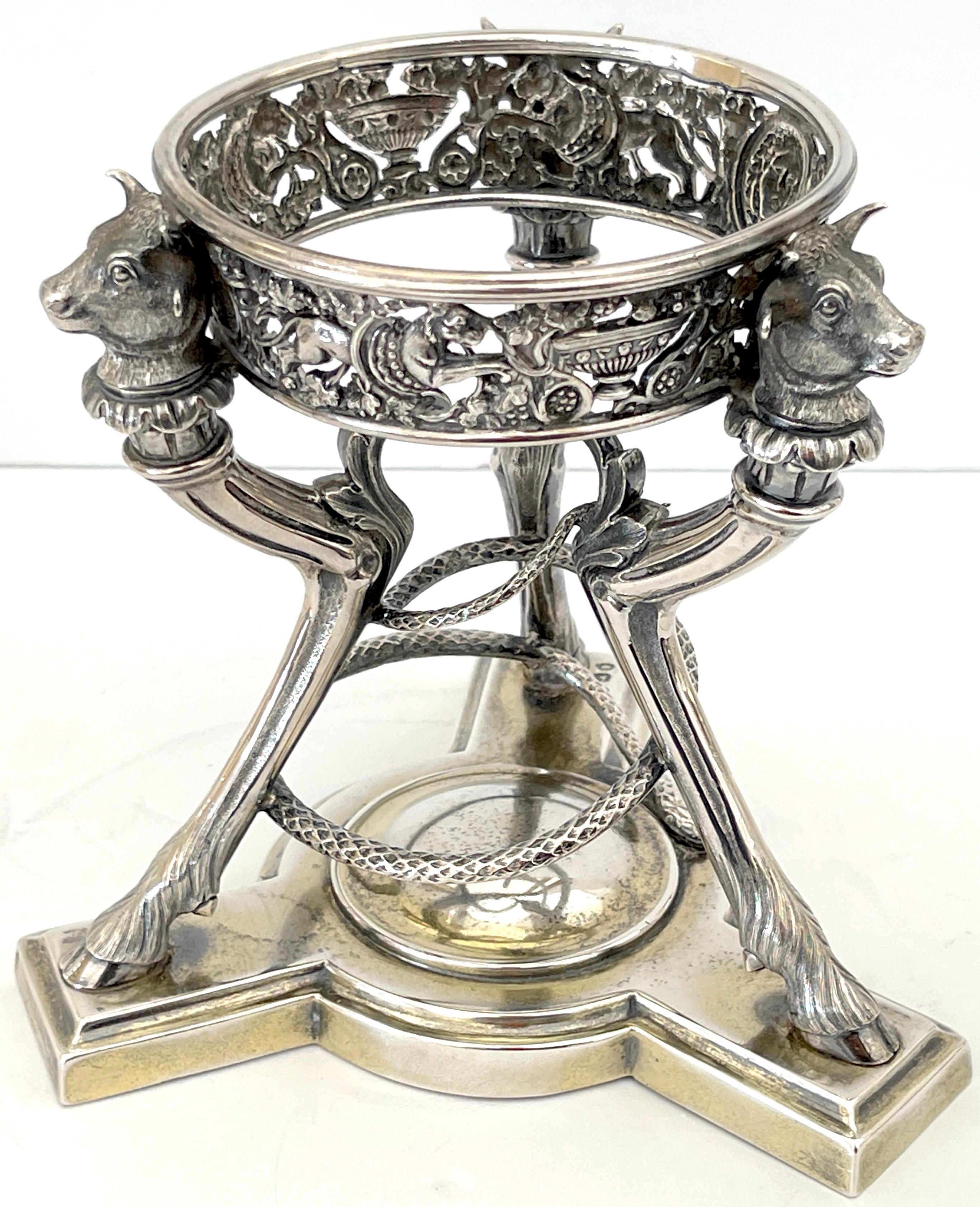 19th C English  Neoclassical  Sterling & Cut Glass Centerpiece/Tazza by S. Smith For Sale 7