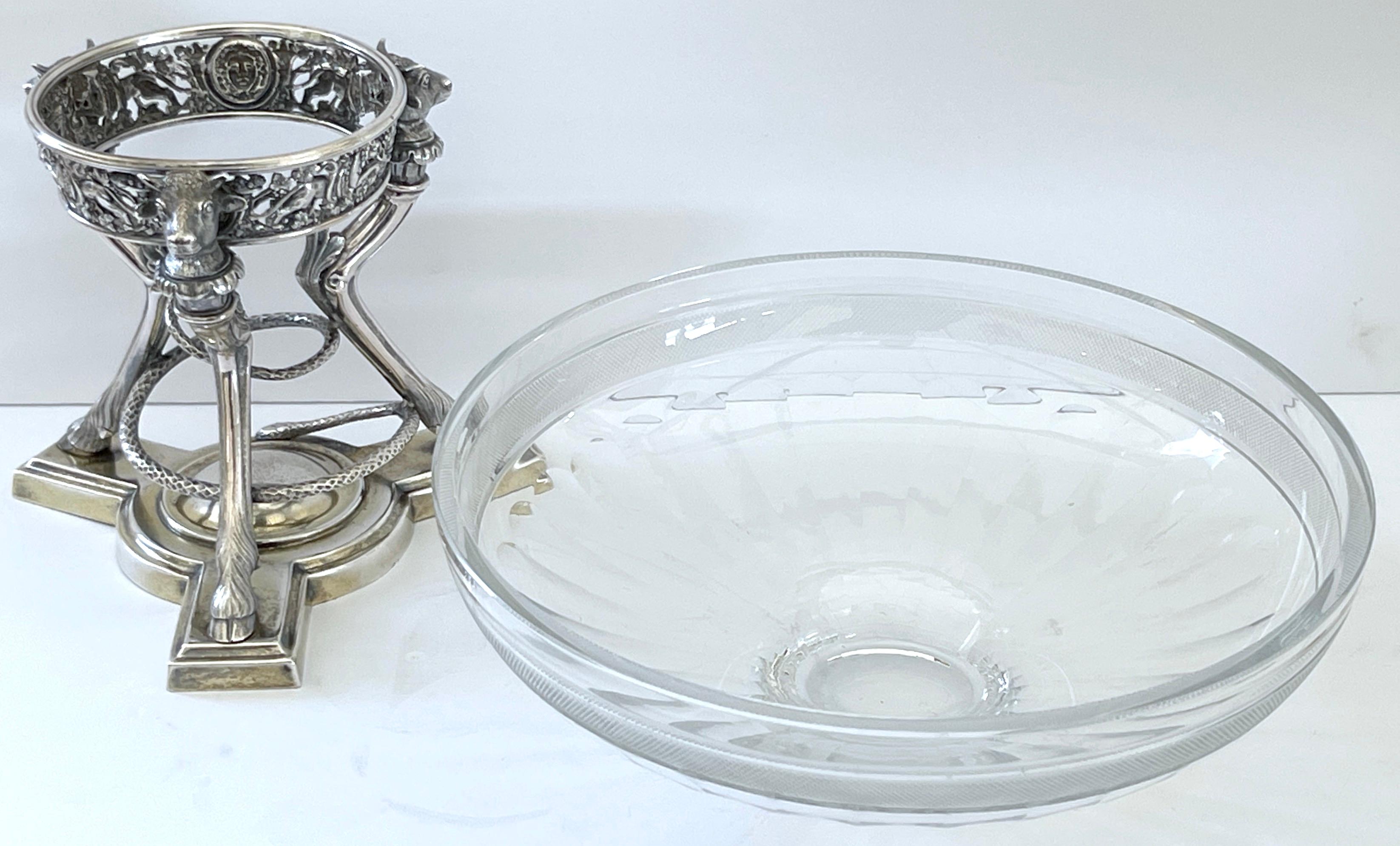 19th C English  Neoclassical  Sterling & Cut Glass Centerpiece/Tazza by S. Smith For Sale 10