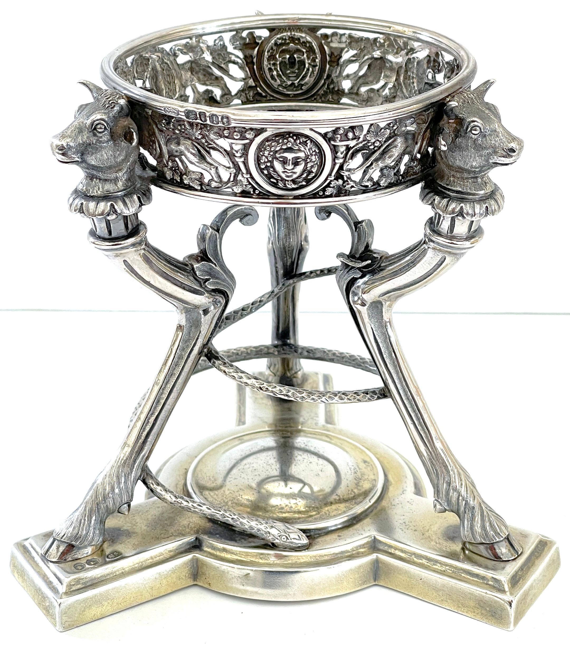 19th C English  Neoclassical  Sterling & Cut Glass Centerpiece/Tazza by S. Smith In Good Condition For Sale In West Palm Beach, FL