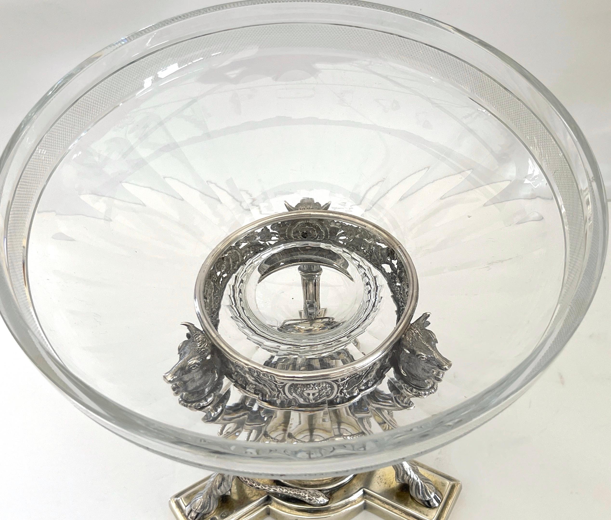 19th C English  Neoclassical  Sterling & Cut Glass Centerpiece/Tazza by S. Smith 2