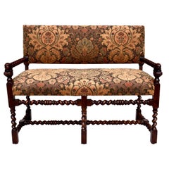 Panca a tortiglione in Oak Oak inglese William & Mary del 19° secolo