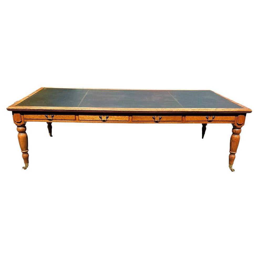 19th C English oak conference table, desk or dinner table
