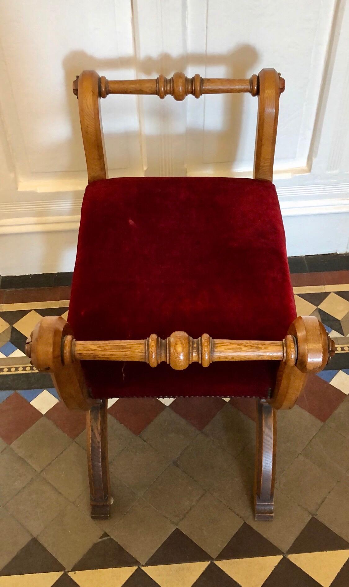 19th Century English Oak Curule Bench For Sale 4