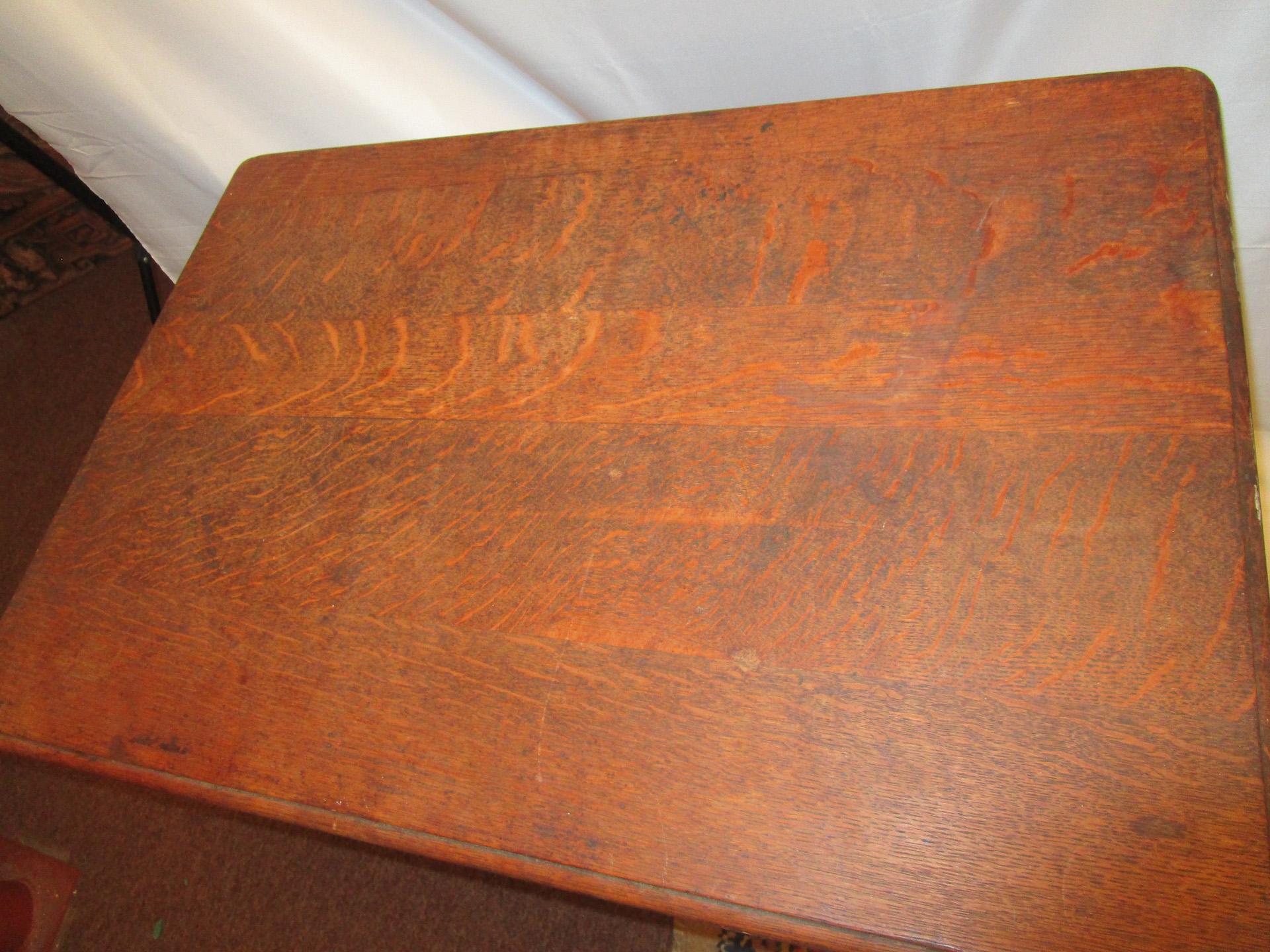 19th C English Oak Reading Table on Cast Iron Base with Ball and Claw Feet 3