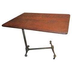 Antique 19th C English Oak Reading Table on Cast Iron Base with Ball and Claw Feet