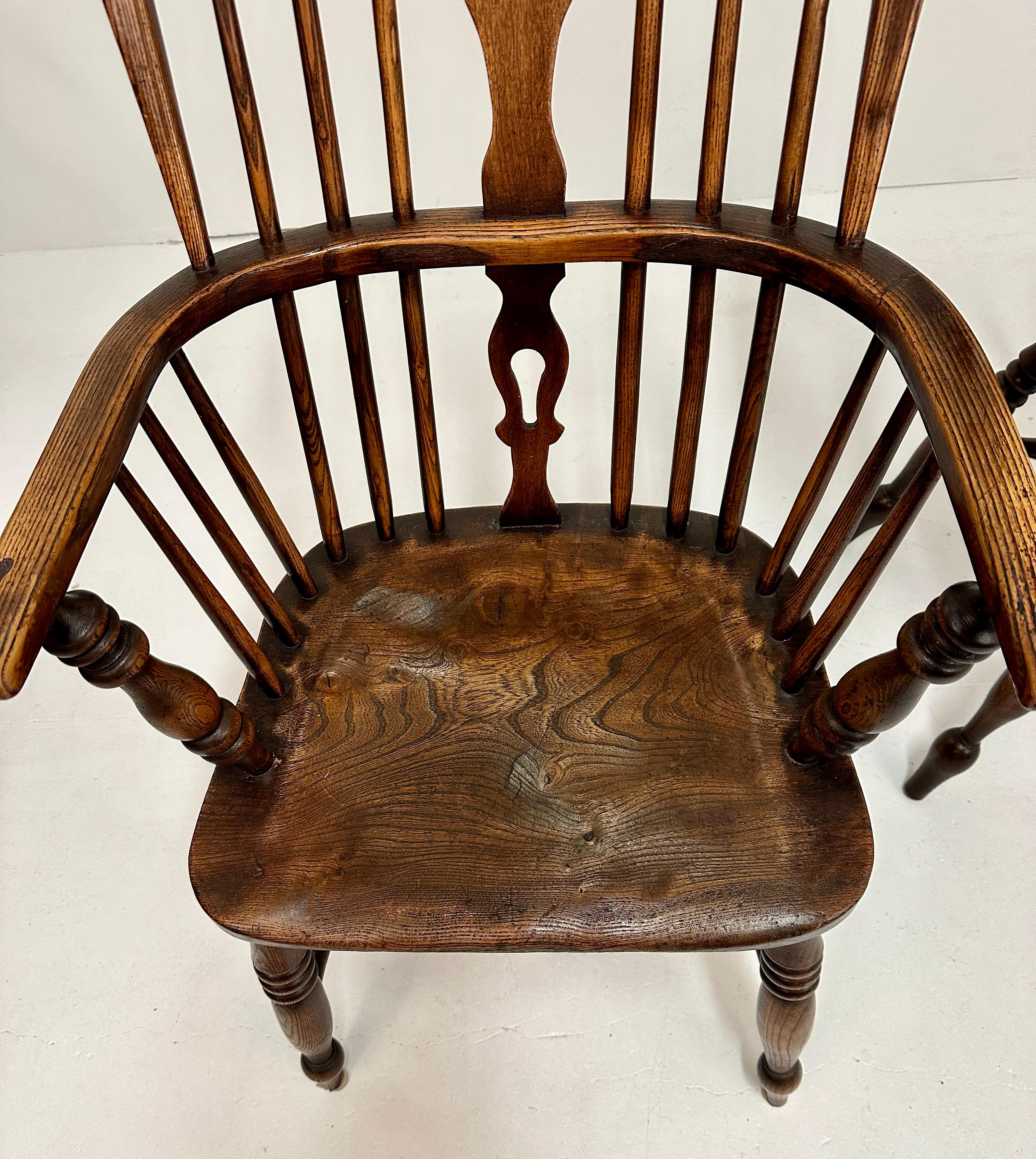 19th C English Oak Windsor Chairs - Set of Six For Sale 5