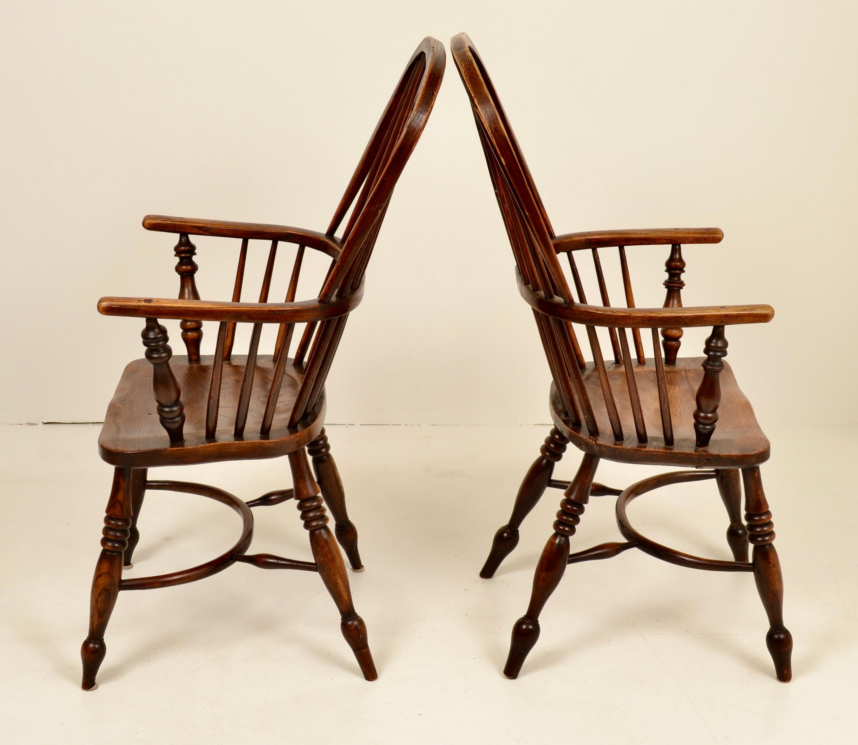 19th Century 19th C English Oak Windsor Chairs - Set of Six For Sale