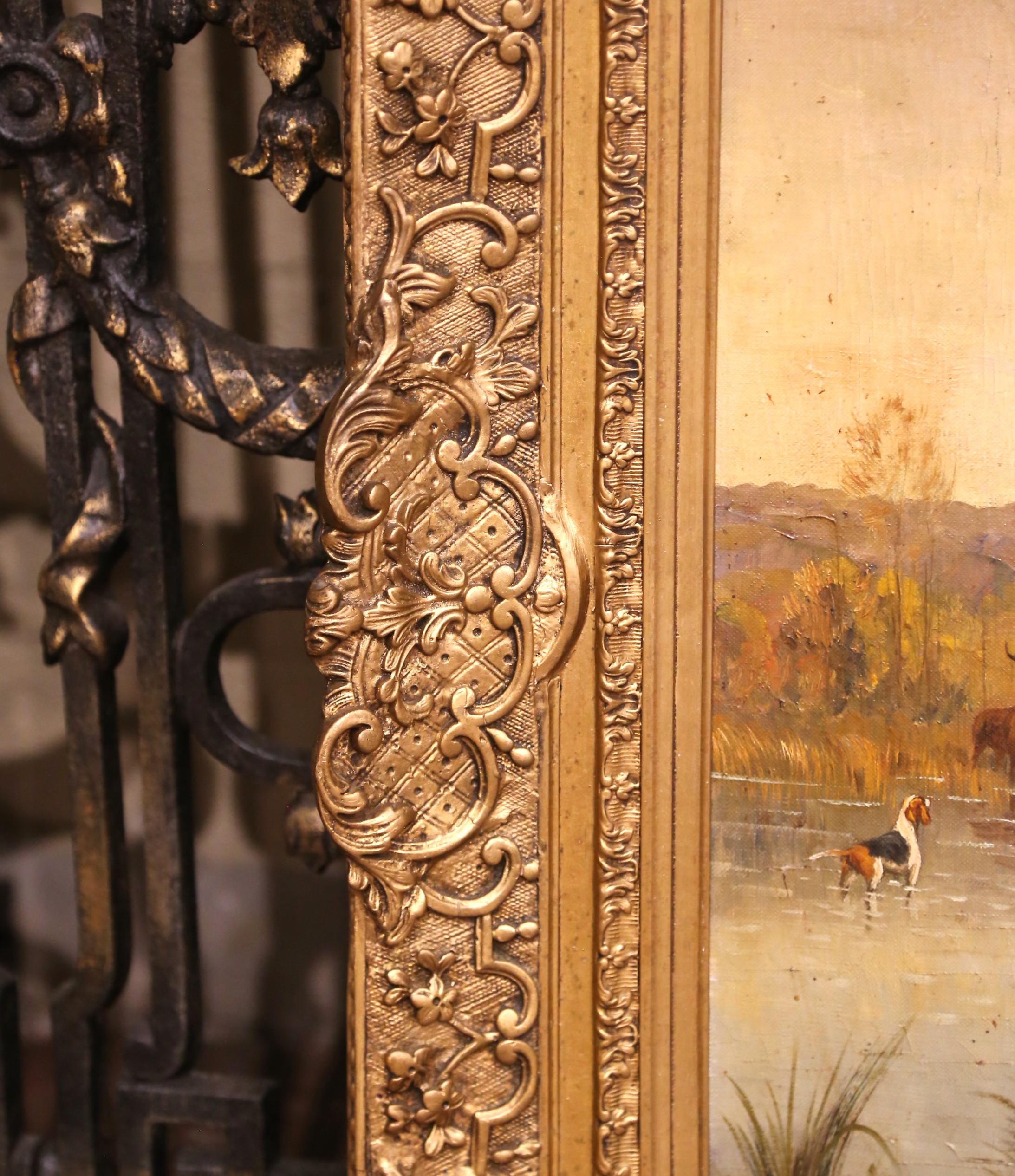 A.C. English Oil on Canvas Equestrian Hunt Scene in Gilt Frame, Signed Reeves en vente 2