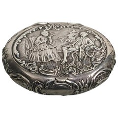 19th Century English Oval Sterling Silver Snuff Box