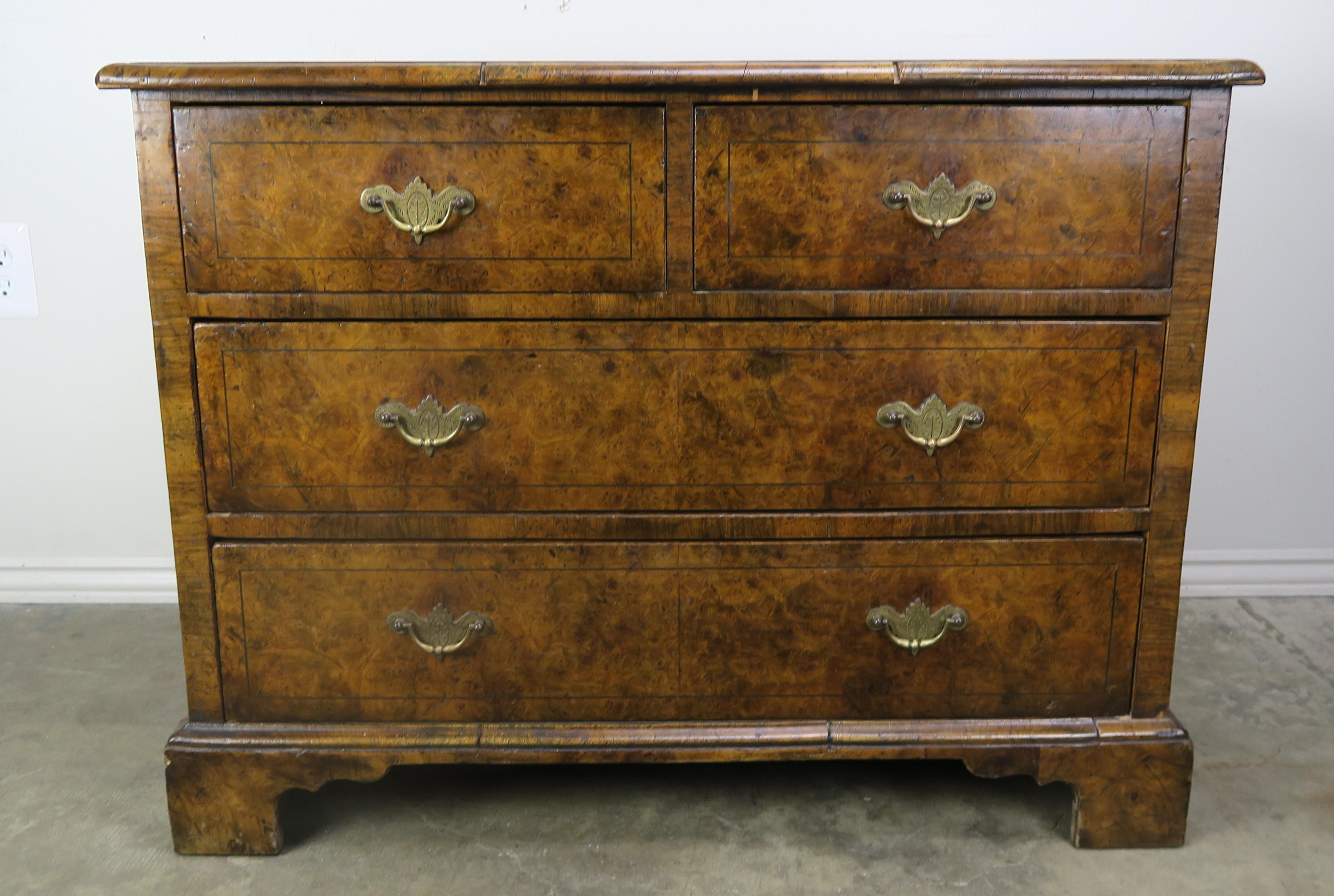 19th Century English Oyster Veneered Chest of Drawers 7