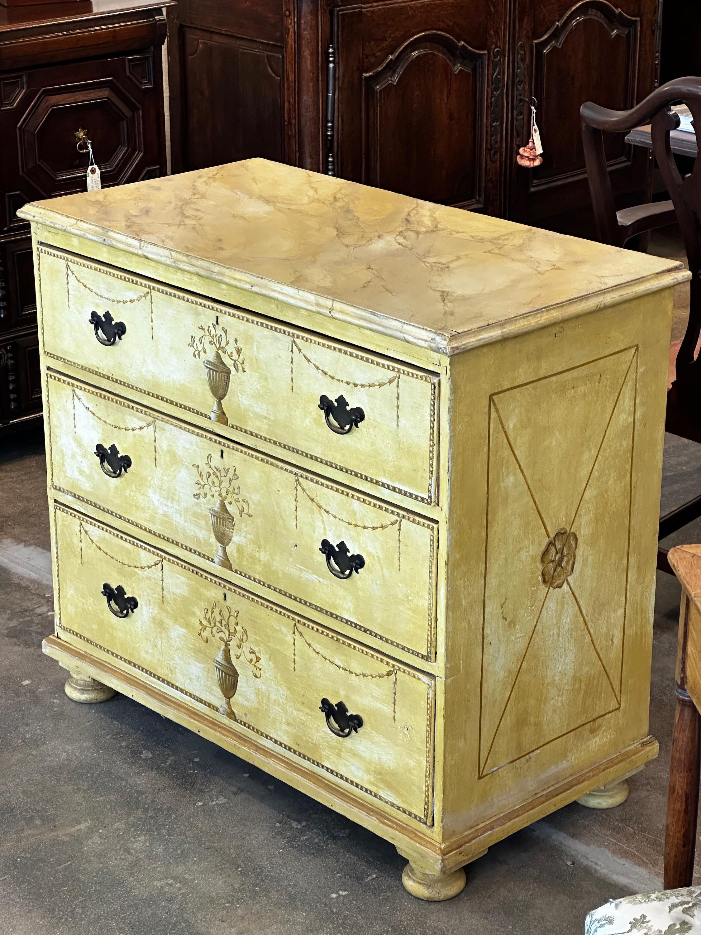 Wood 19th C. English Painted Chest For Sale