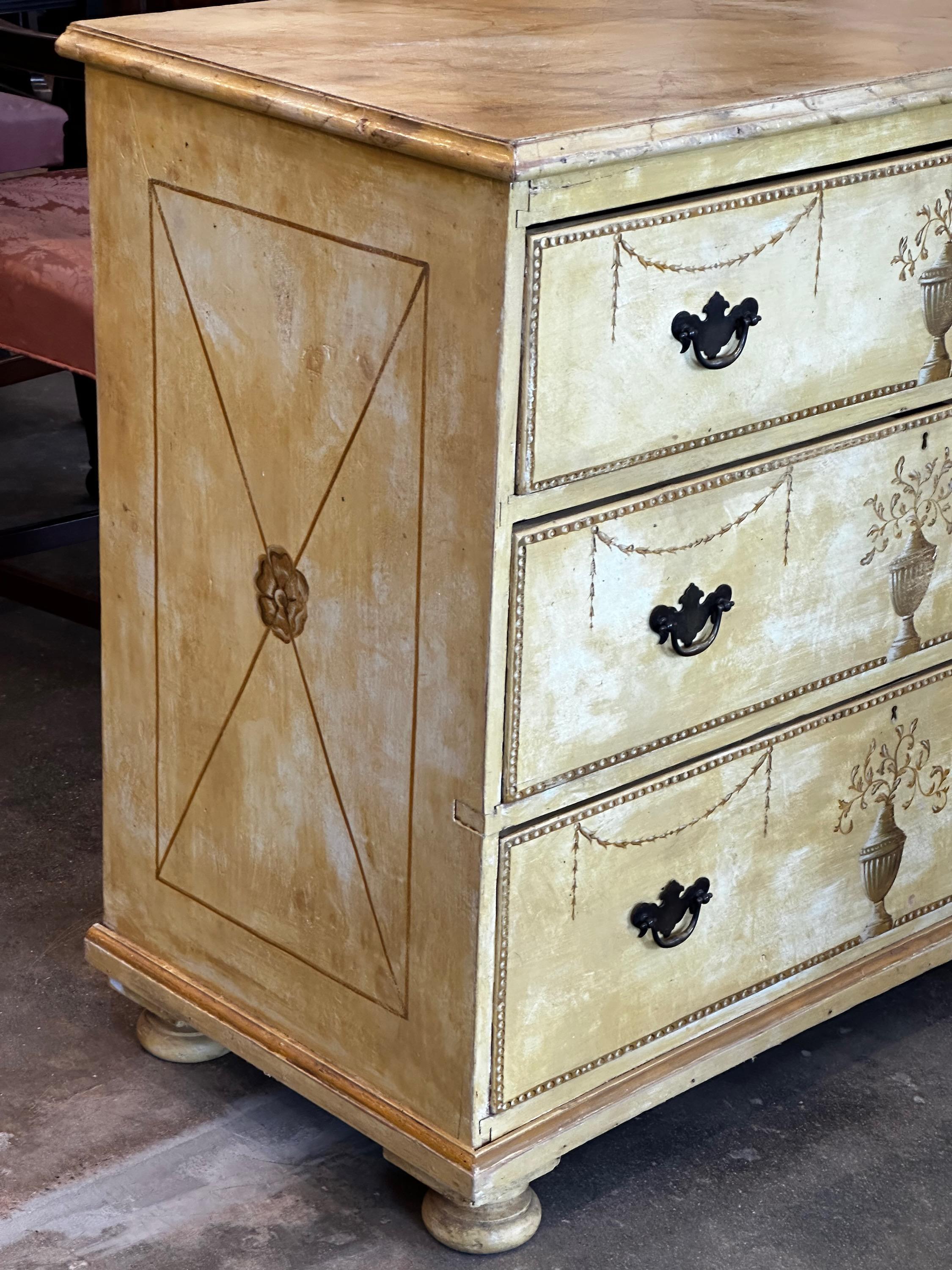 19th C. English Painted Chest For Sale 1