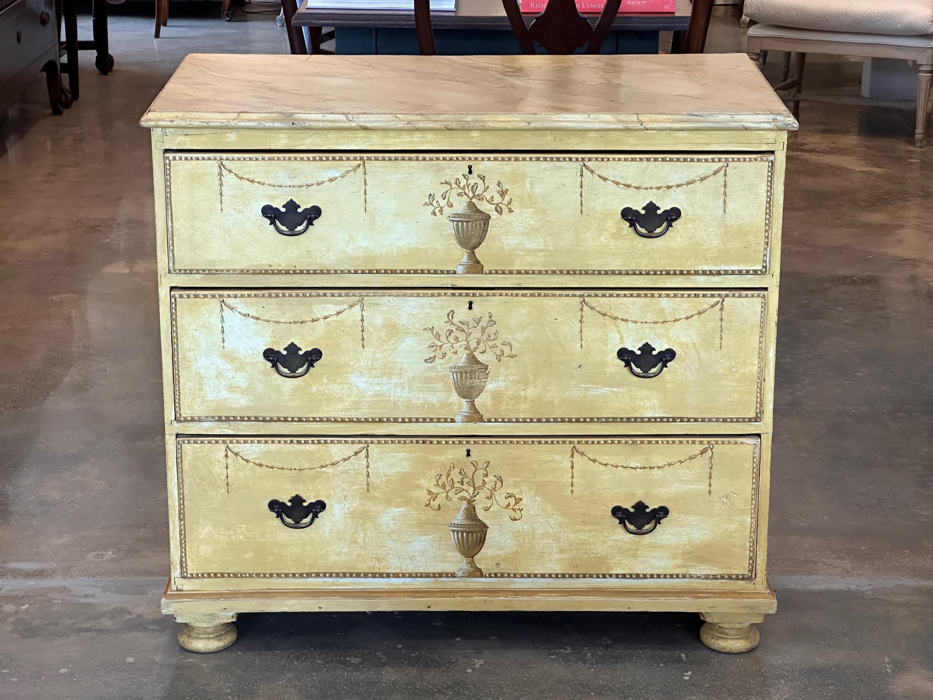 19th C. English Painted Chest For Sale 3
