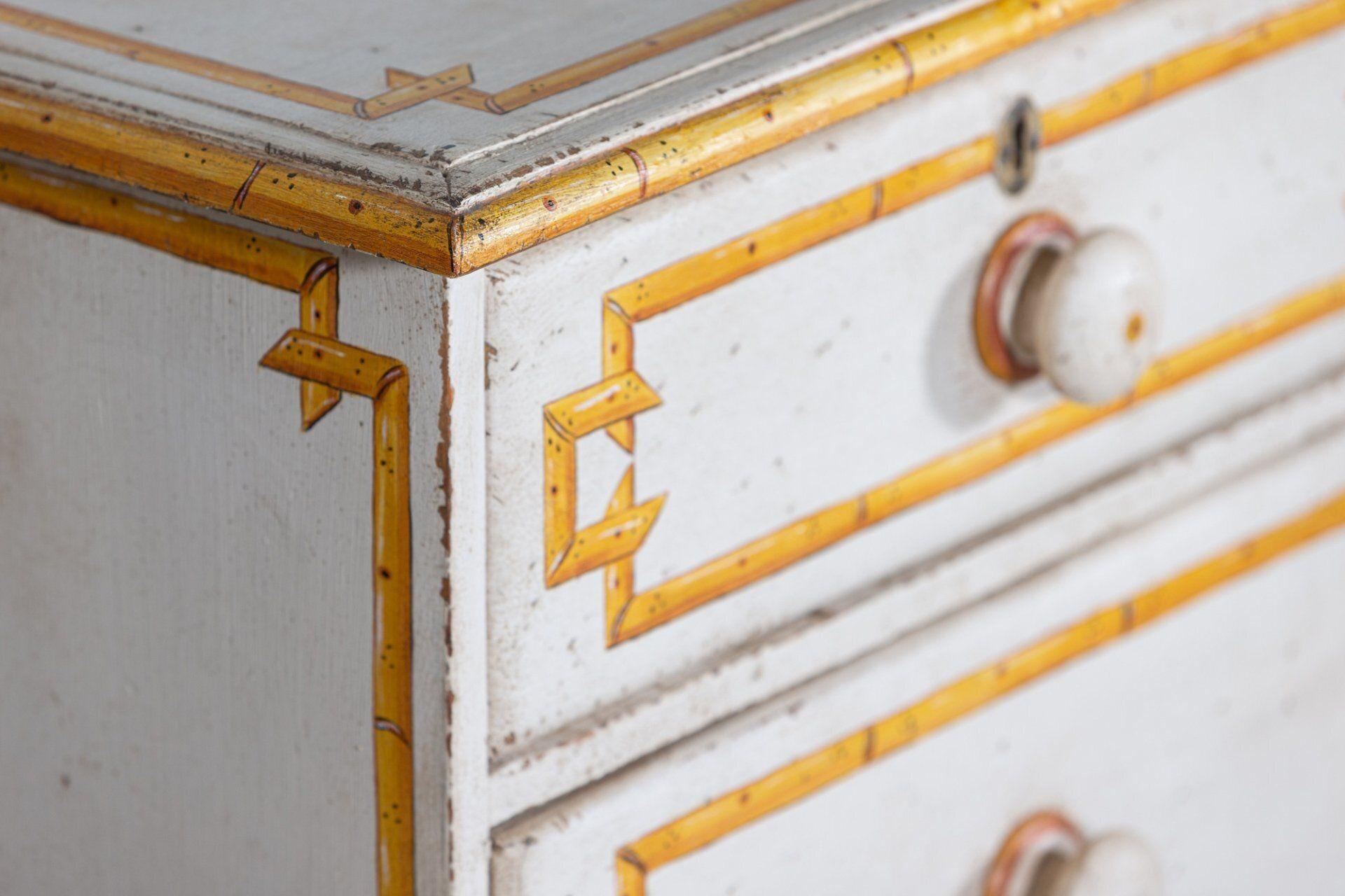 Circa 1890
19thC English Painted Faux Bamboo Chest of Drawers
Sku 1134
W108 x D55 x H81cm