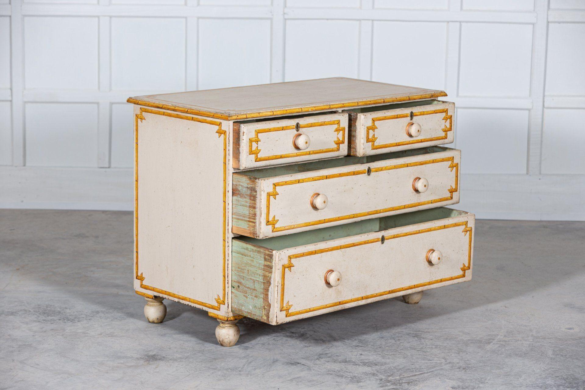 19th Century 19th C English Painted Faux Bamboo Chest Drawers