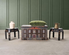 19th C. English Painted Pine Chest with Georgian Manor Façade