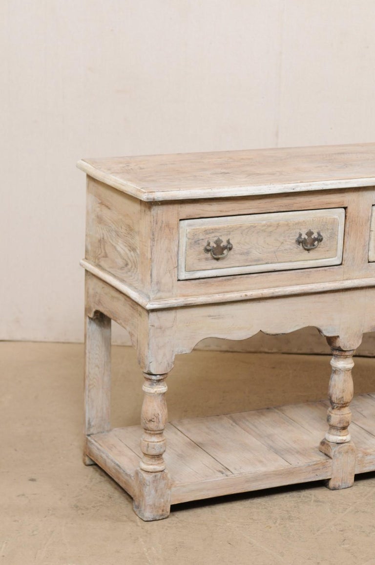 19th C. English Painted Wood 3Drawer Wall Console Table w/ Lower