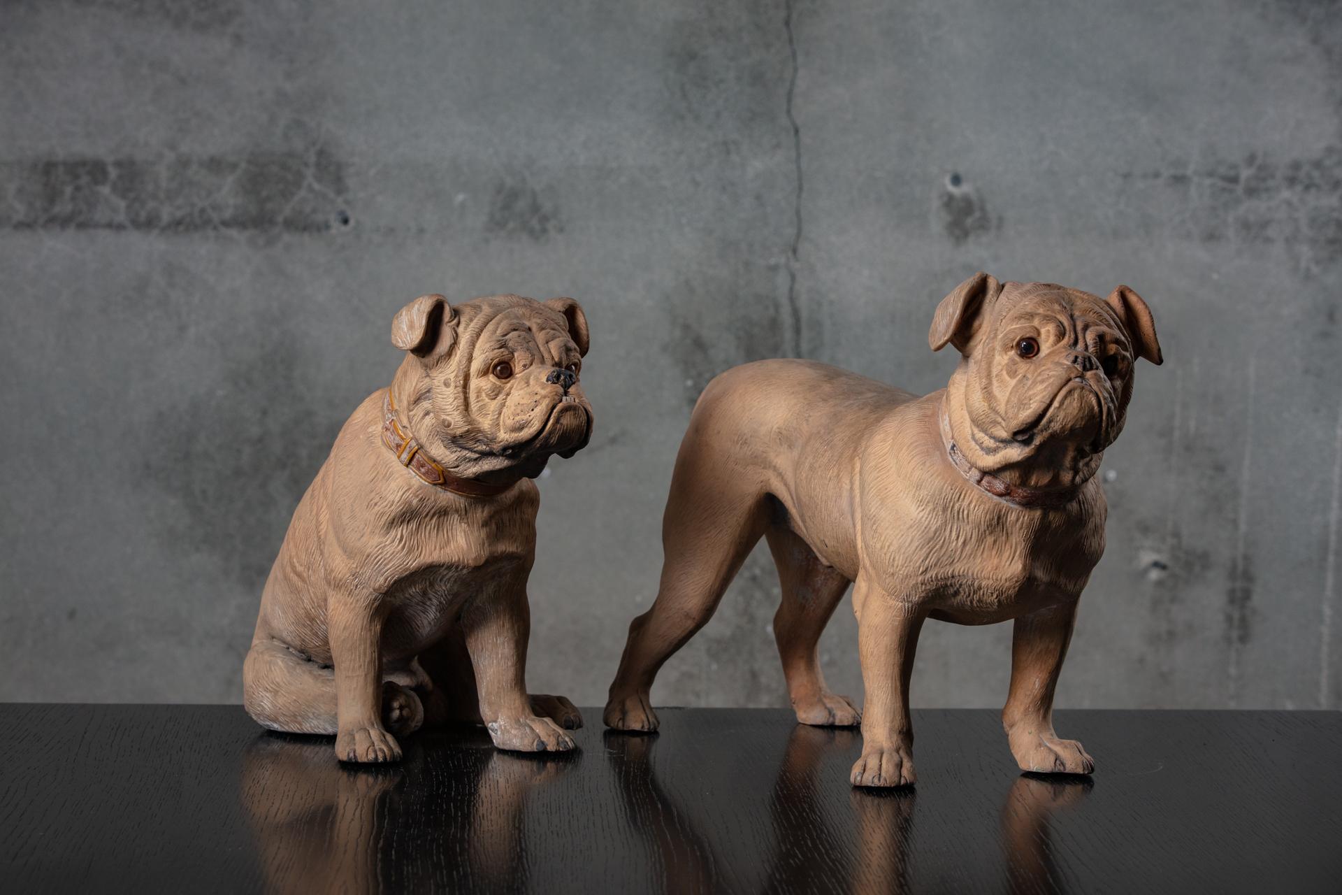 England pair of terra cotta bulldogs, 19th century.
Dimension shown for the larger of the two.