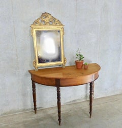 19th Century English Pine Bow Front Demilune Table