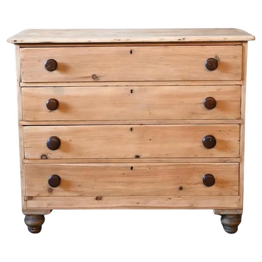 19th C English Pine Chest of Drawers For Sale