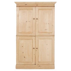 Used 19th C English Pine Linen Press