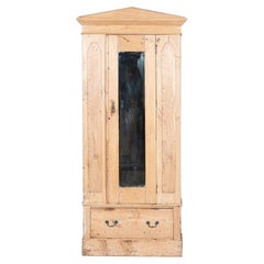 Antique 19th C English Pine Mirrored Wardrobe