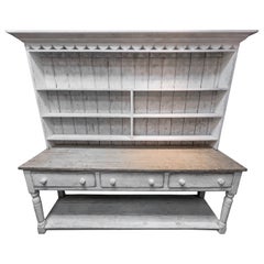 19th c. English Potboard Dresser and Rack