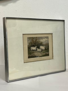 19th C English Print by H. Strafford of Three South Down Wethers Kulicke Frame