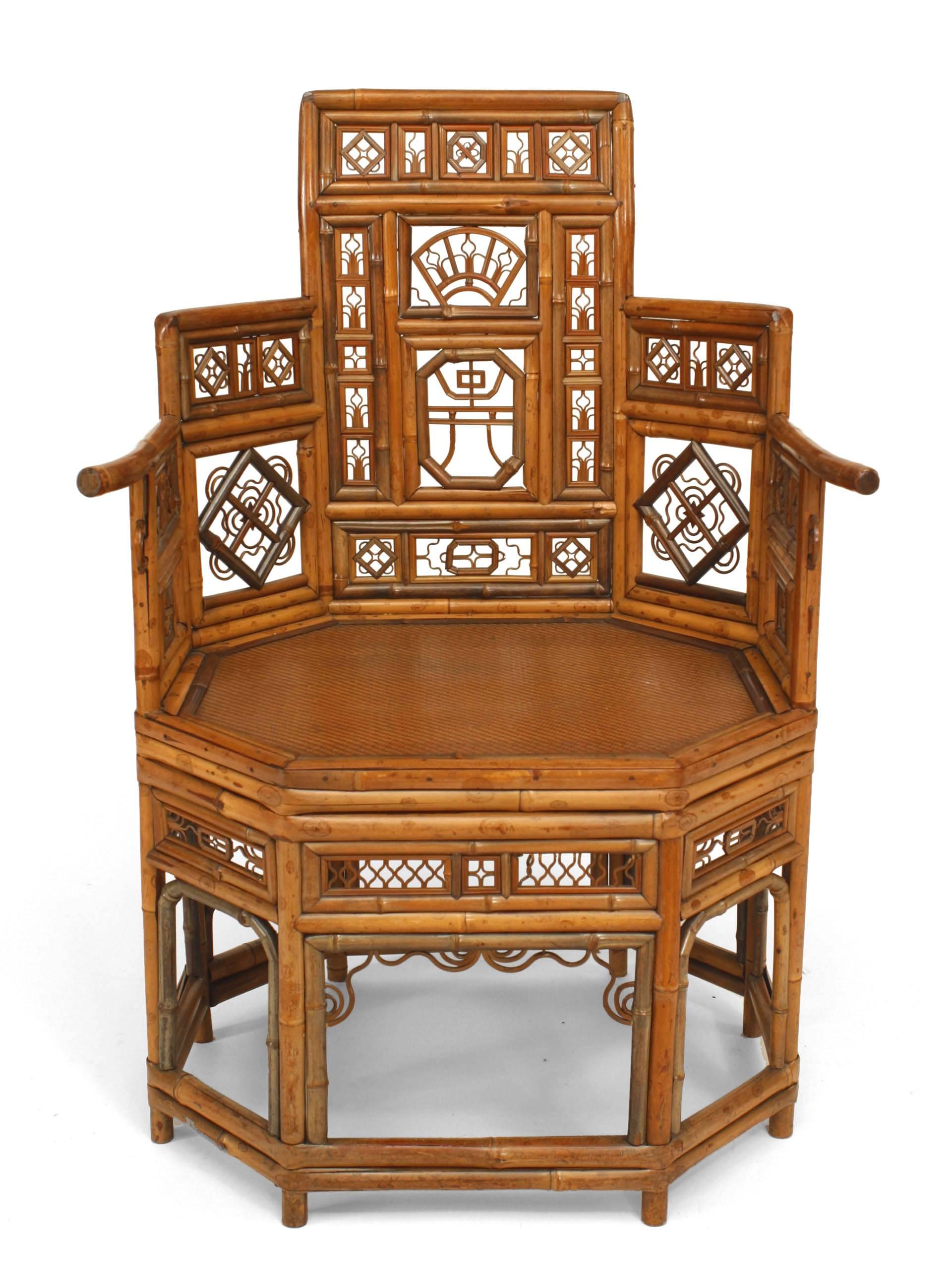 19th Century English Regency Brighton Style Bamboo Round Back Armchair