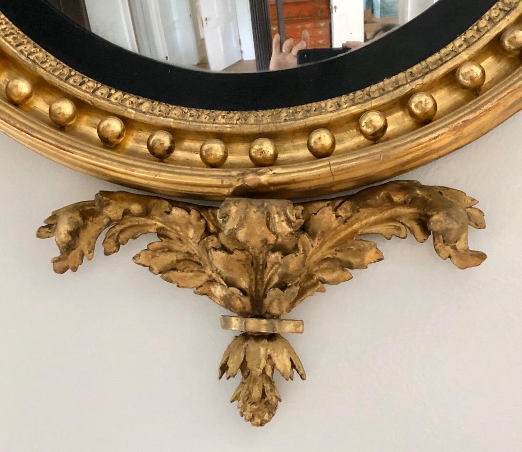 19th Century English Regency Convex Mirror In Good Condition In Charleston, SC