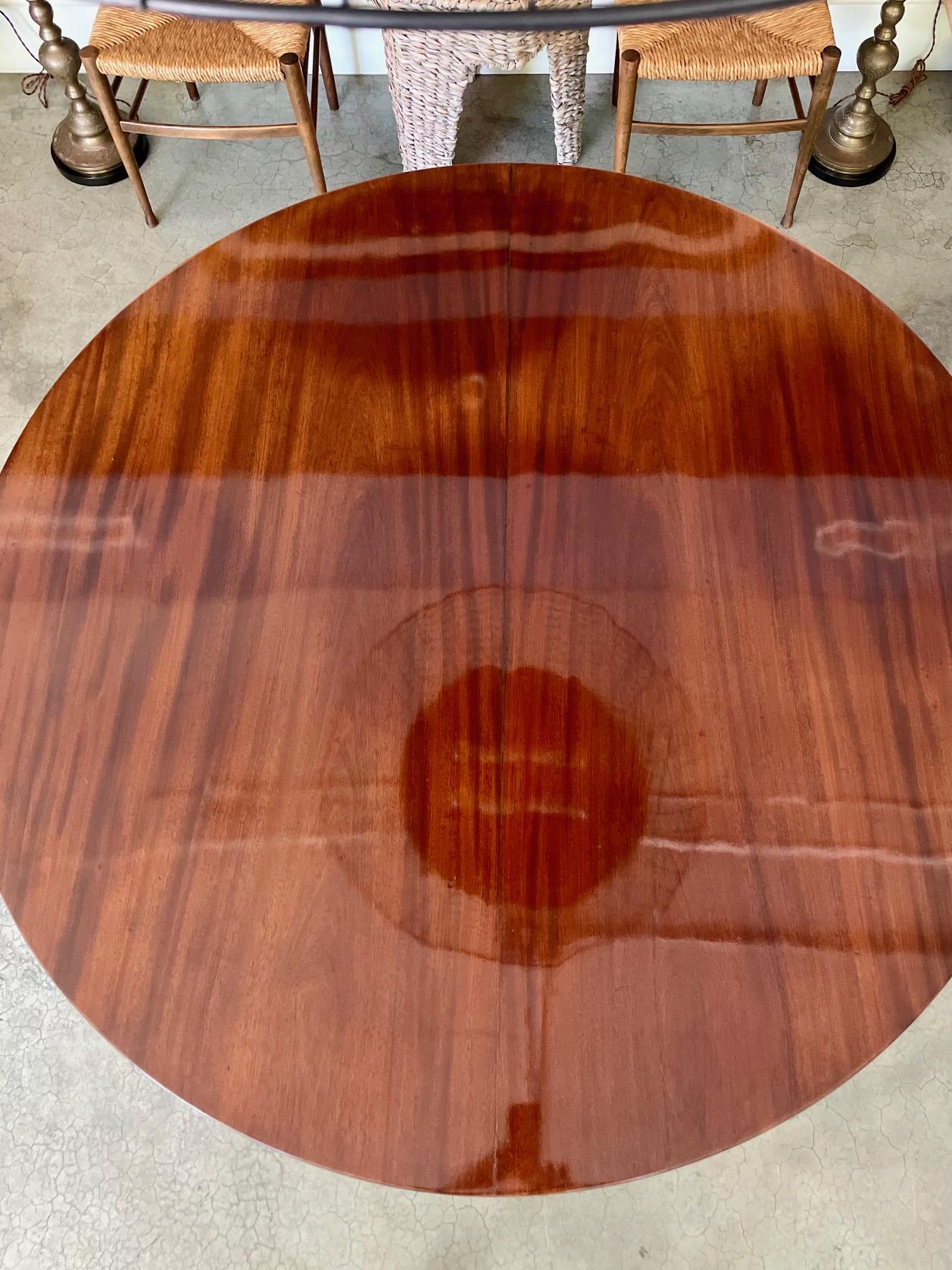 19th C English Regency Mahogany Round Pedestal Table 1