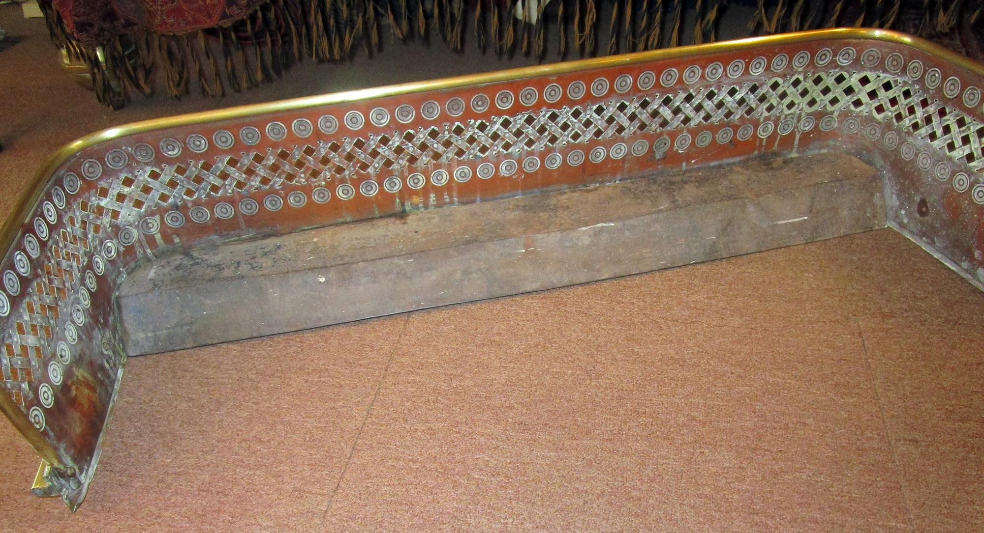 19th Century English Regency Pierced Brass Fireplace Fender 6