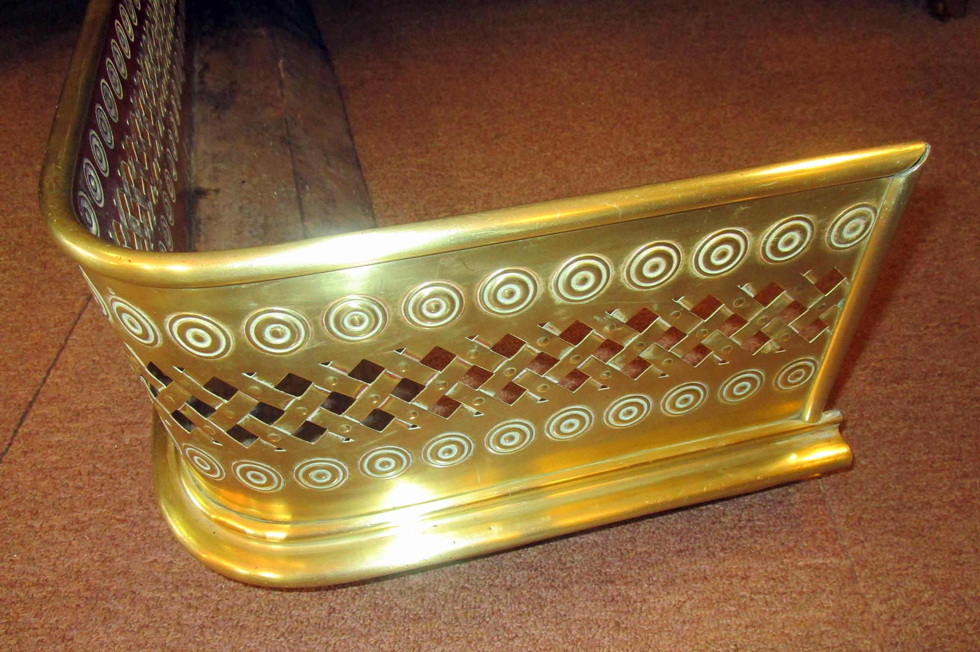 19th Century English Regency Pierced Brass Fireplace Fender 3
