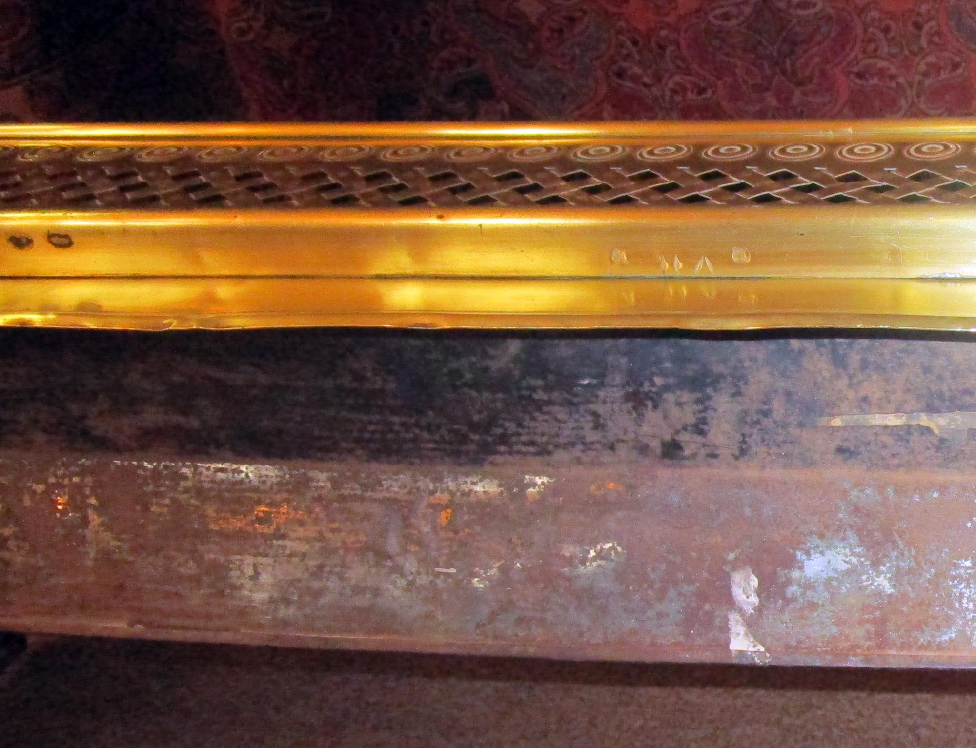 19th Century English Regency Pierced Brass Fireplace Fender 5