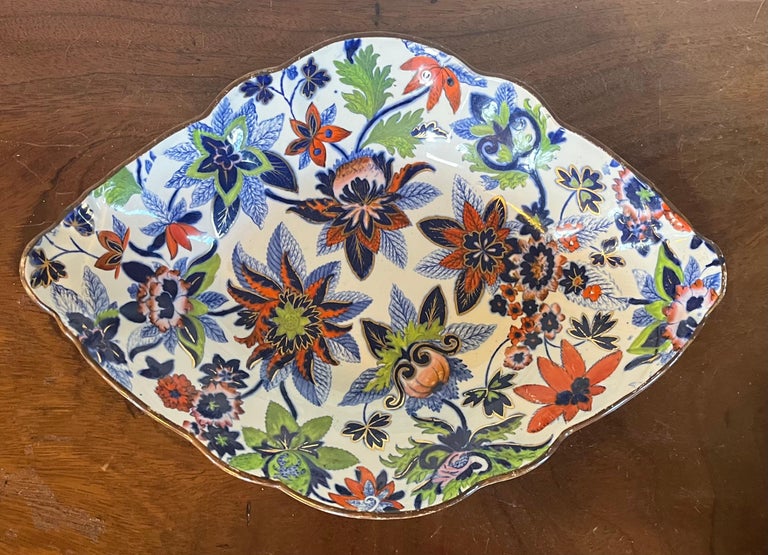 19th c. English Regency Spode Pearlware Pseudo Tobacco Leaf Dish