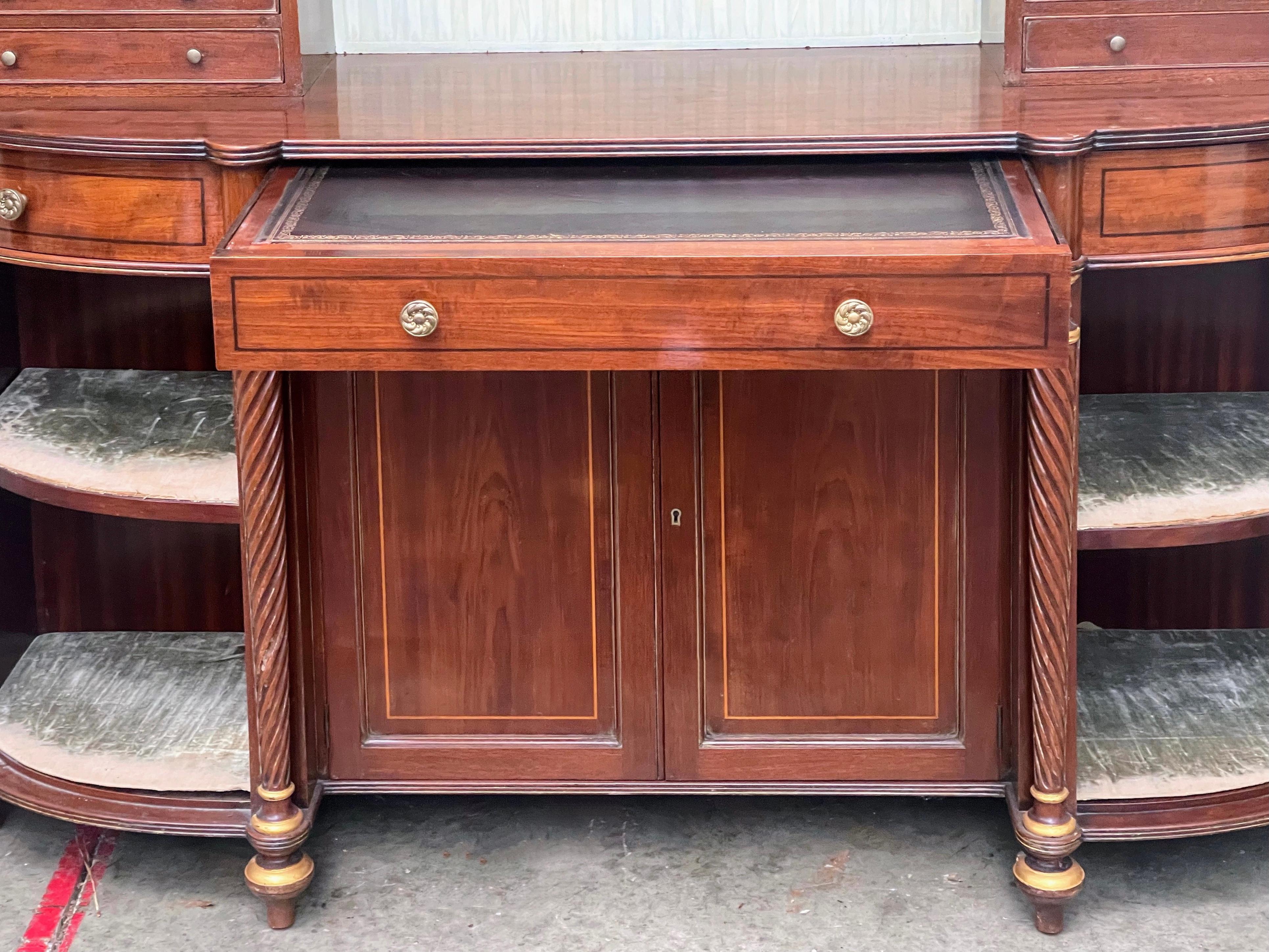 19th-C. English Regency Style Mahogany And Brass Cabinet / Bar / Desk 3
