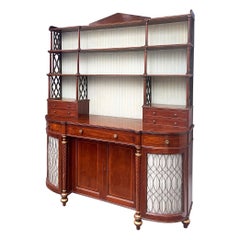 Antique 19th-C. English Regency Style Mahogany And Brass Cabinet / Bar / Desk