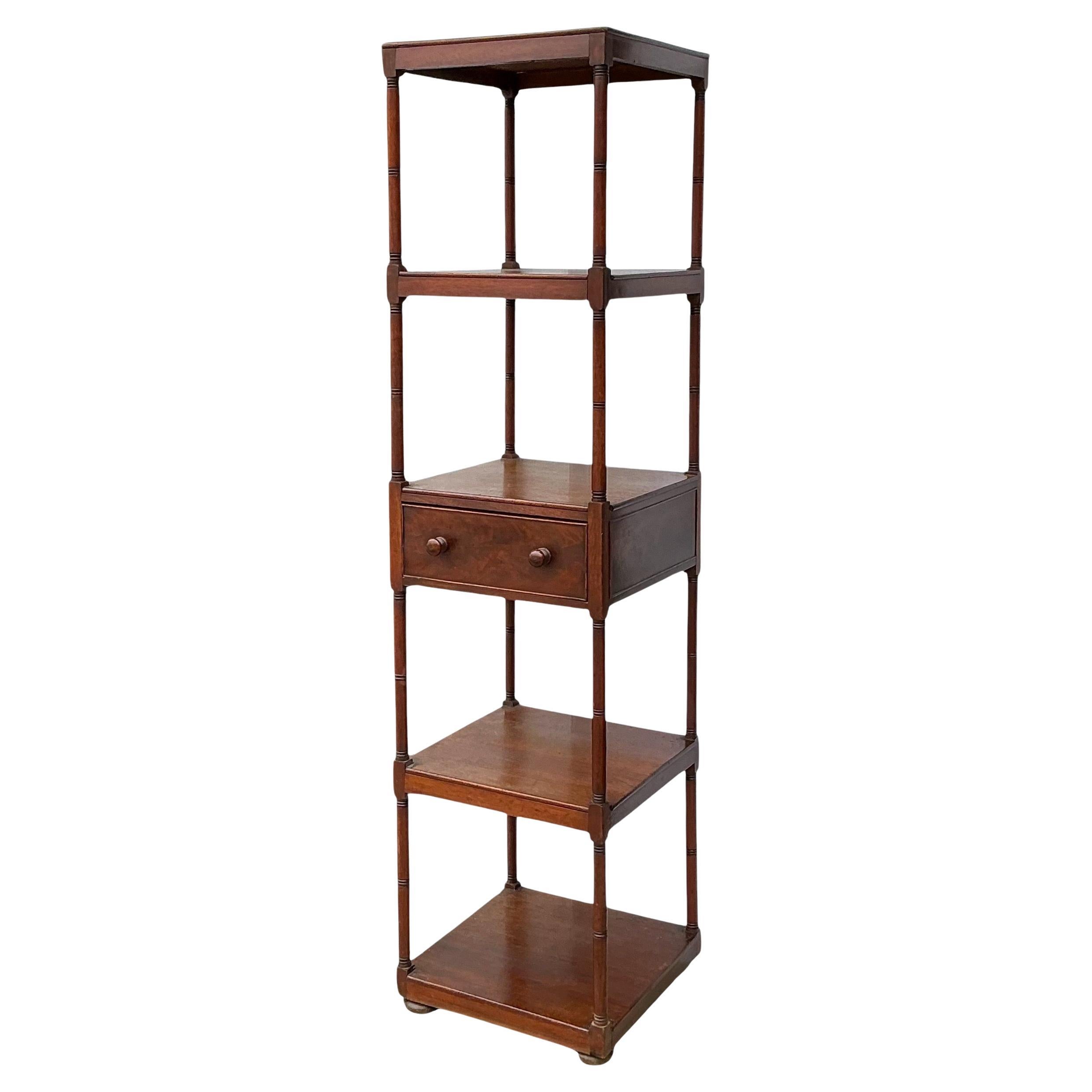 19th-C. English Regency Style Mahogany Etagere / Bookcase / Shelf - 4 Tiers