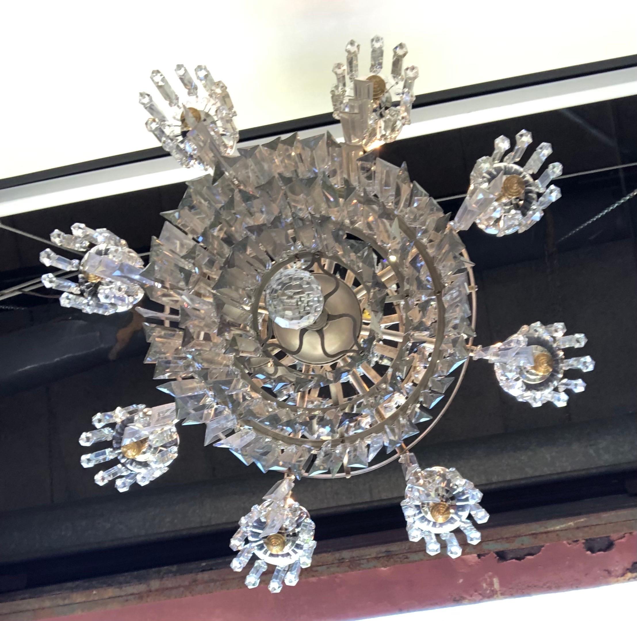 Lampadario a cascata in argento e cristallo del 19° secolo, Regency inglese in vendita 6