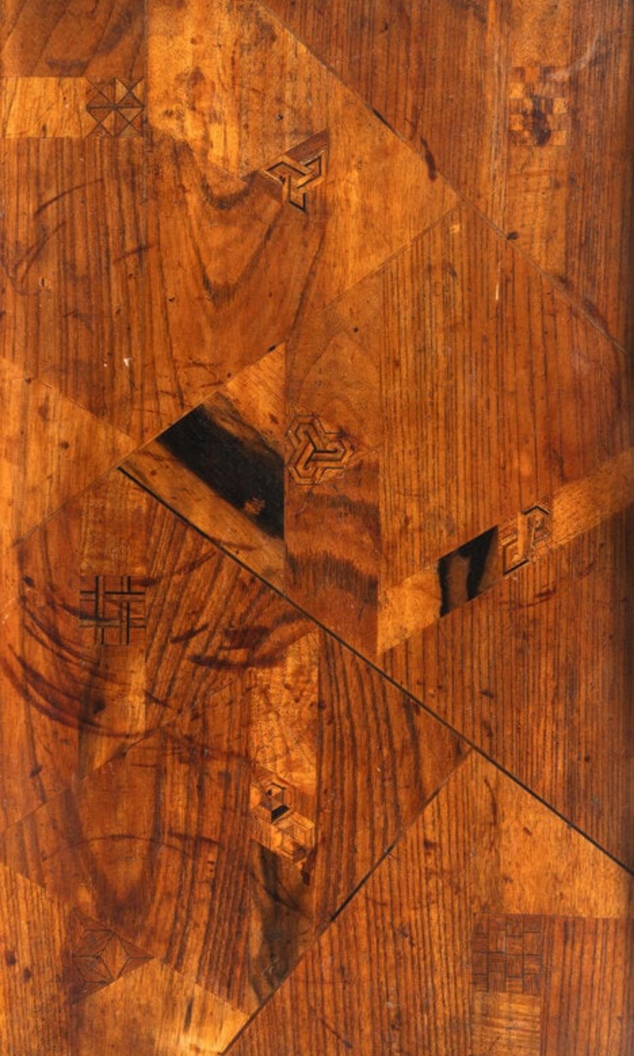 19Th C. English Root Bamboo & Marquetry Folding Serving Table In Good Condition In West Palm Beach, FL