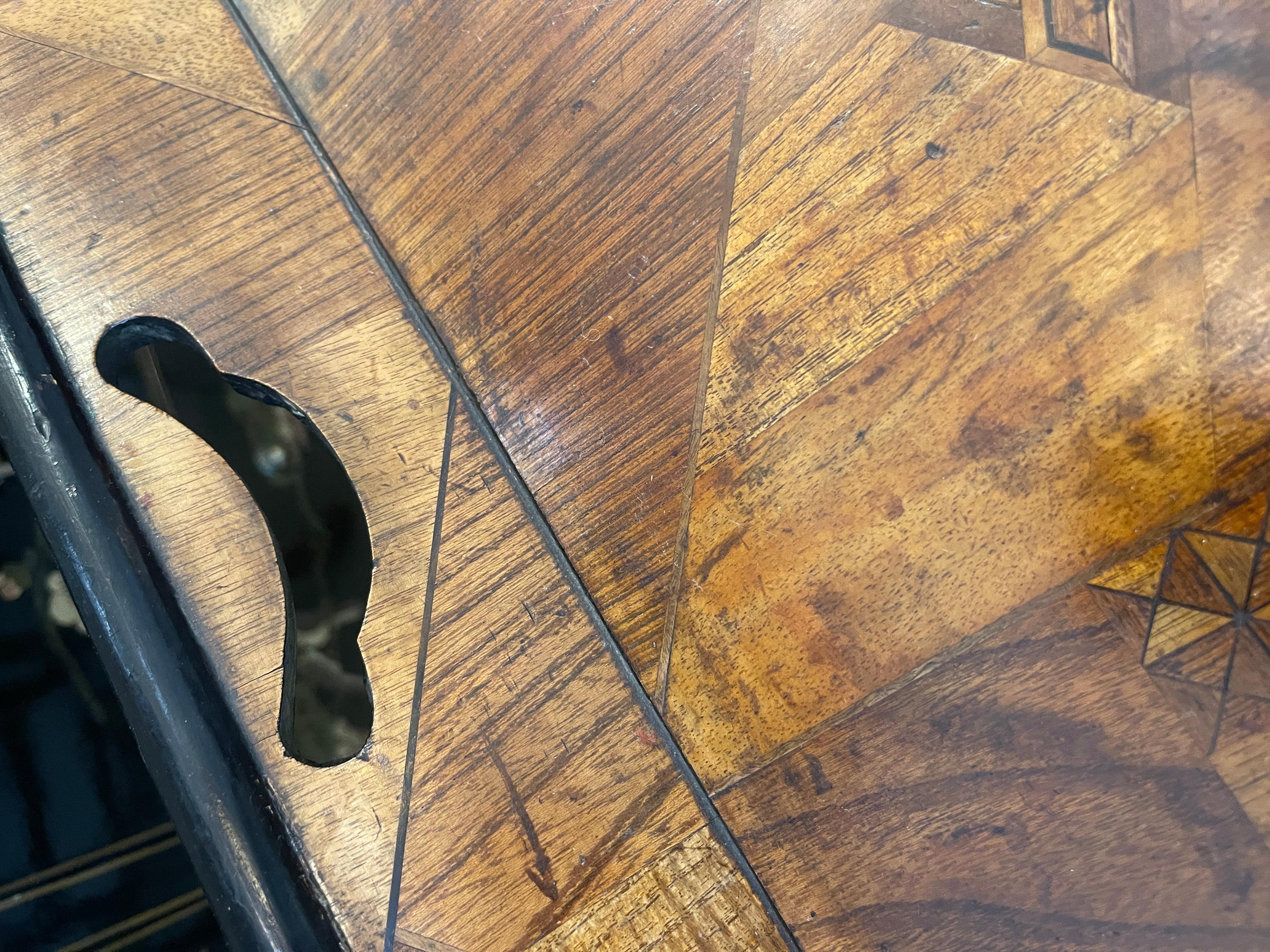 19Th C. English Root Bamboo & Marquetry Folding Serving Table 1