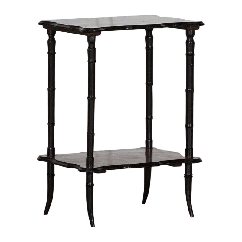 19th C English Rosewood Chinoiserie Two Tier Side Table