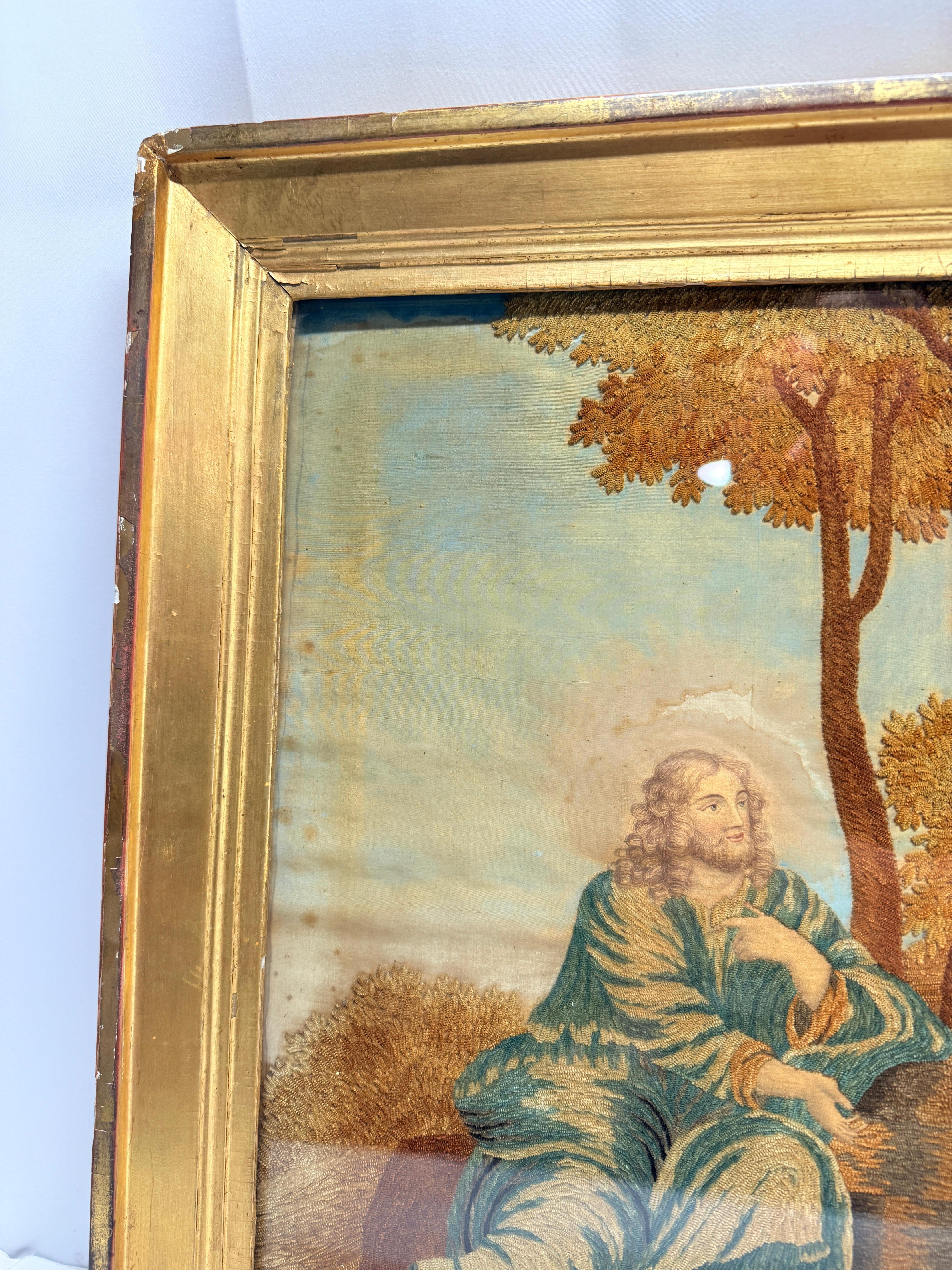 19. Jahrhundert, English School 'Christus und die samaritanische Frau am Brunnen' Auf Seide im Zustand „Gut“ im Angebot in Atlanta, GA