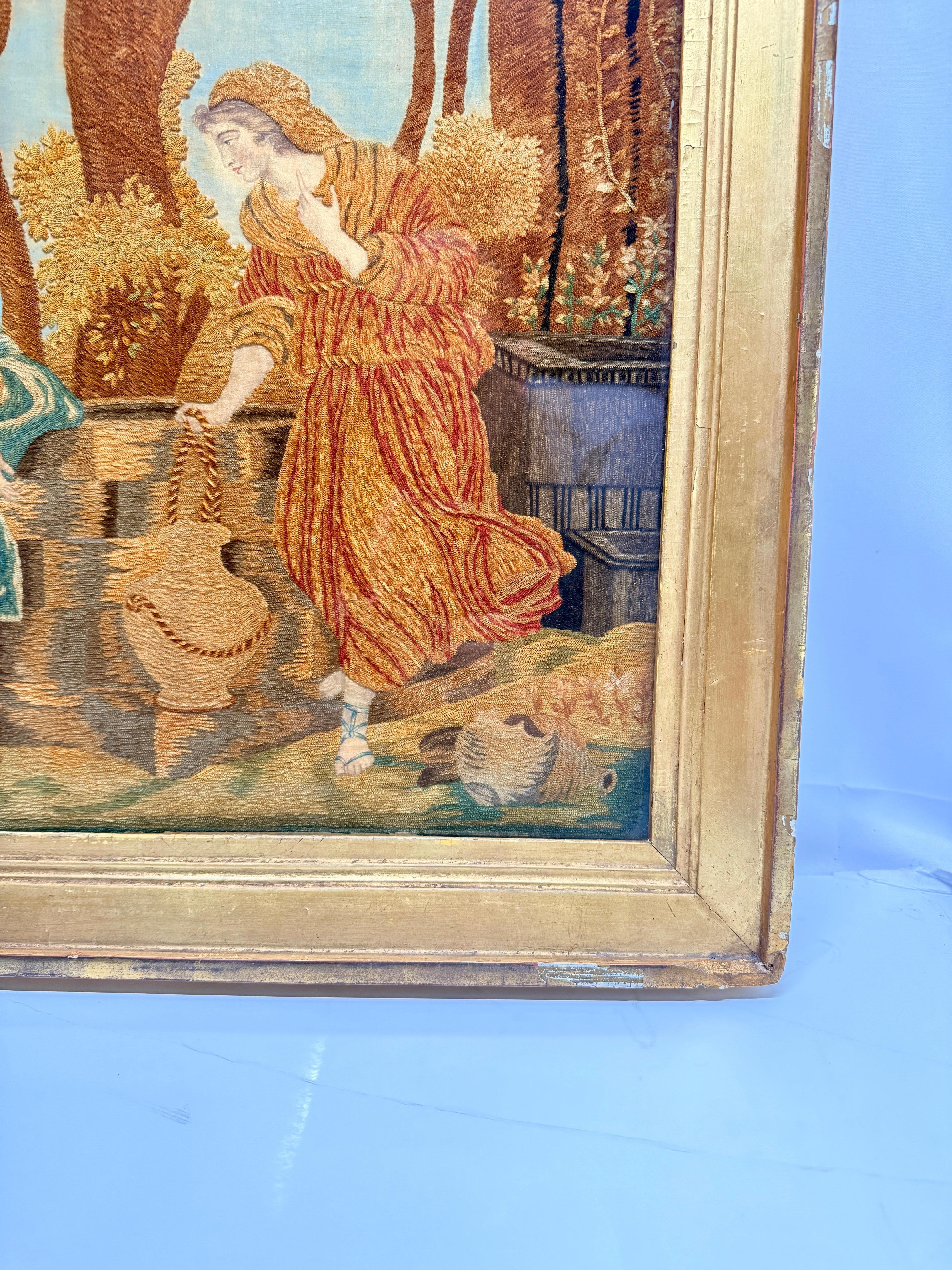 19. Jahrhundert, English School 'Christus und die samaritanische Frau am Brunnen' Auf Seide im Angebot 2
