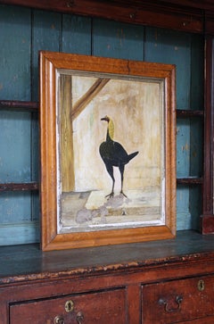19th C English School Oil Board Naive Folk Art Pet Speckled Hen 1898 A Hemsley