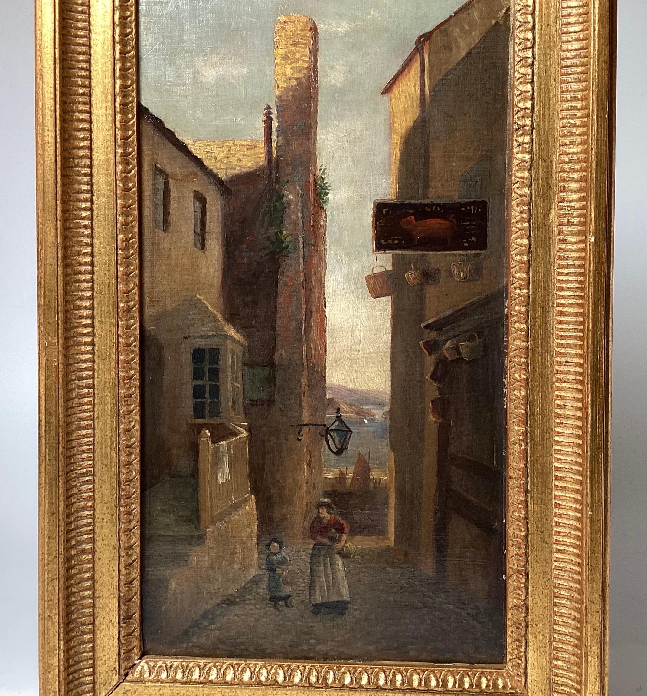19th Century 19th c. English School Oil Painting on Canvas, of Saint Ives For Sale