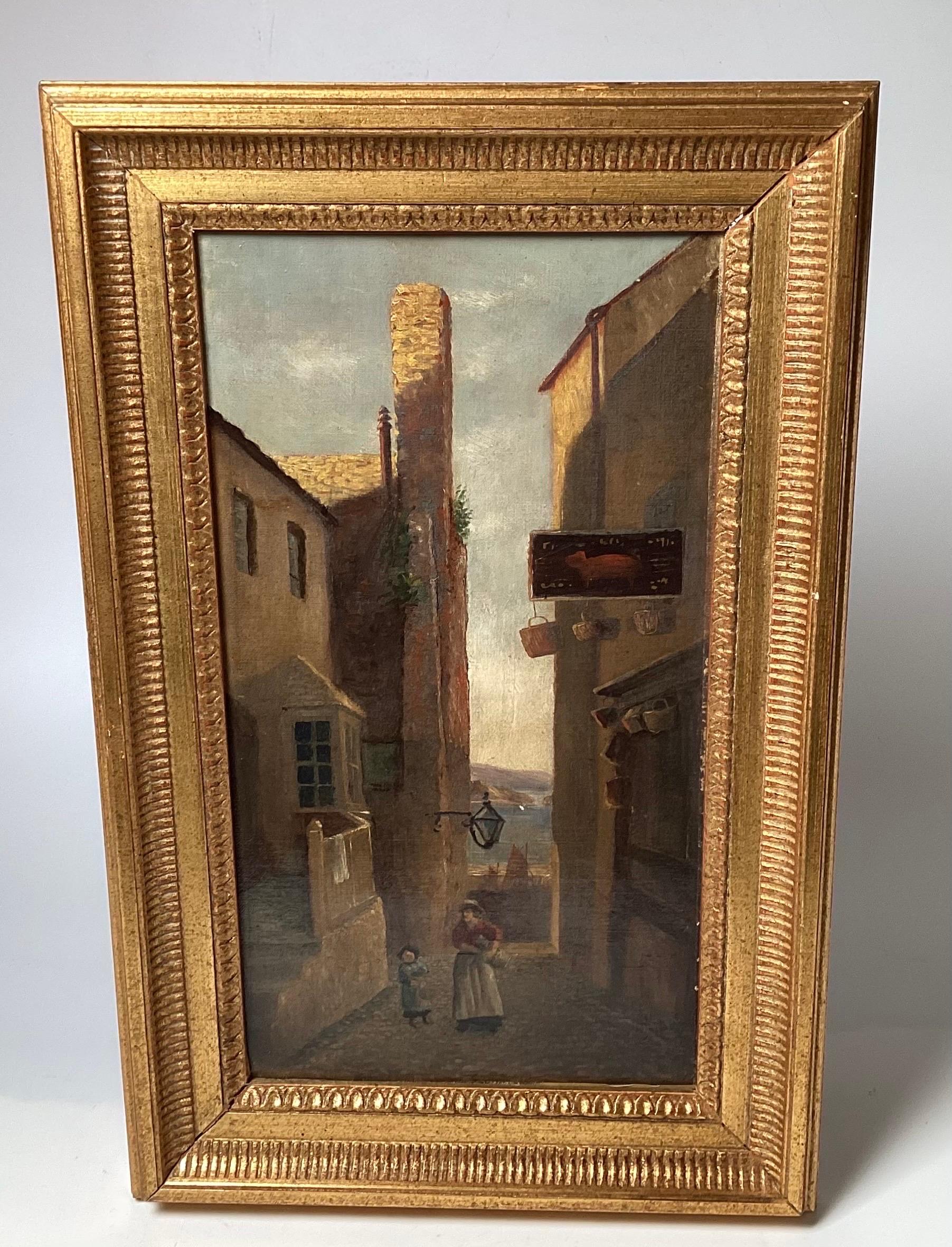 19th c. English School Oil Painting on Canvas, of Saint Ives For Sale 1