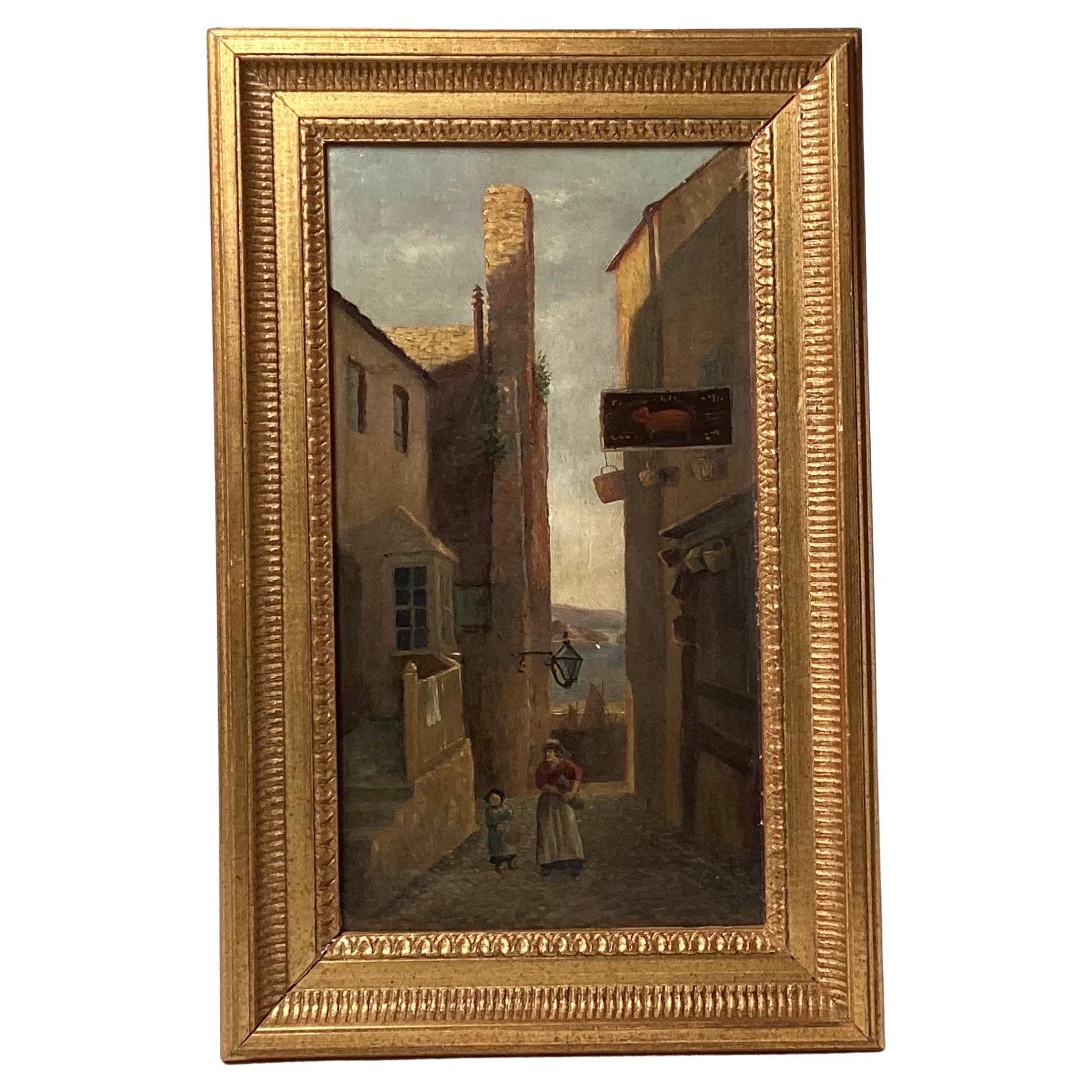 19th c. English School Oil Painting on Canvas, of Saint Ives For Sale