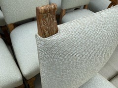 19th-C. English Scrubbed Pine Dining Chairs New Upholstery - S/12