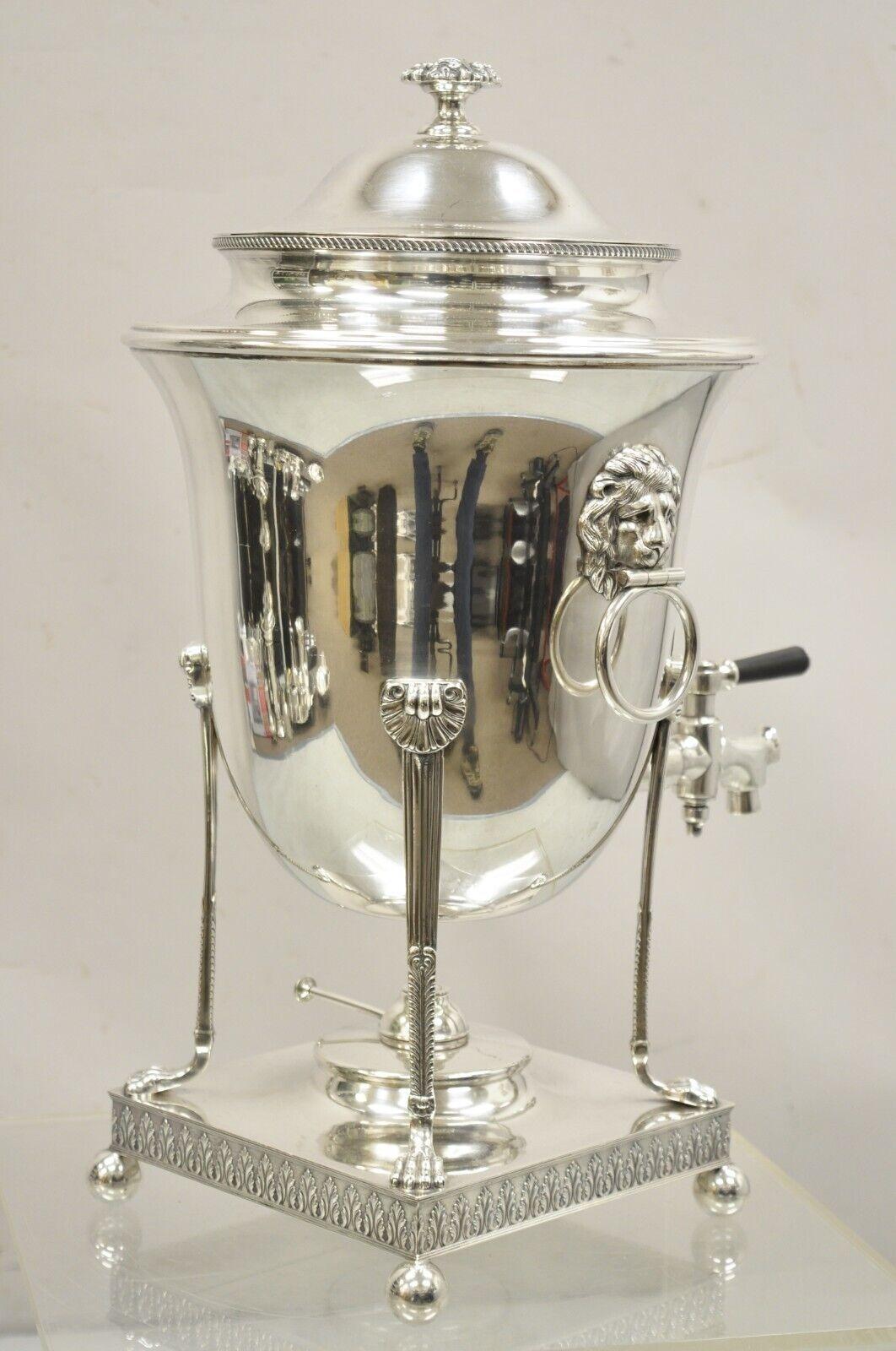 19th C. English Silver Plated Regency Paw Foot Samovar with Lions by Folgate For Sale 8